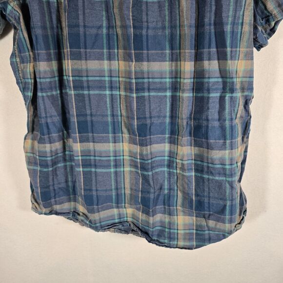 Prana Shirt Mens Size Large All Over Navy Blue Short Sleeve Button Down Outdoor - Picture 12 of 12